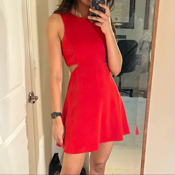 open lace back dress Cut-Out A-Line Mini Dress in Scarlet Red - 8